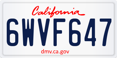 CA license plate 6WVF647