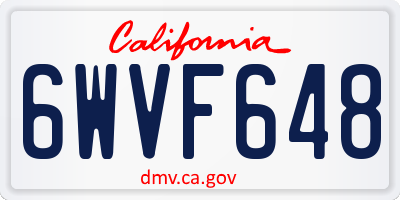 CA license plate 6WVF648