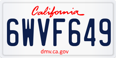 CA license plate 6WVF649