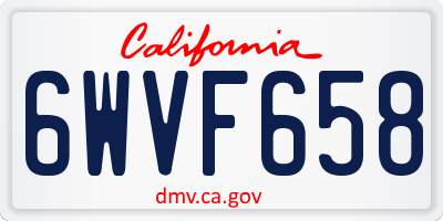 CA license plate 6WVF658