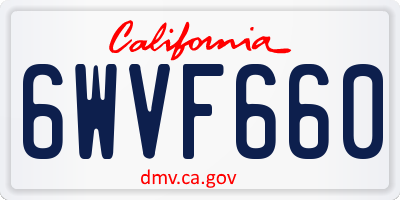 CA license plate 6WVF660