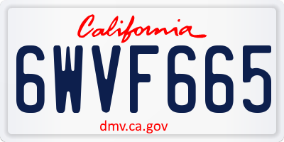 CA license plate 6WVF665
