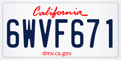 CA license plate 6WVF671