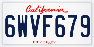 CA license plate 6WVF679