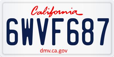 CA license plate 6WVF687