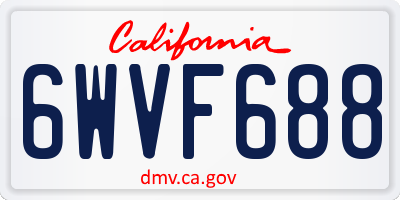 CA license plate 6WVF688