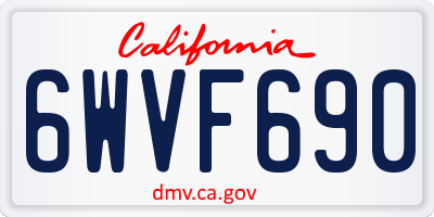 CA license plate 6WVF690