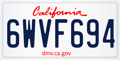 CA license plate 6WVF694