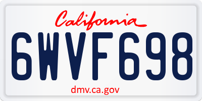 CA license plate 6WVF698