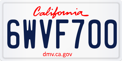 CA license plate 6WVF700