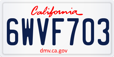 CA license plate 6WVF703