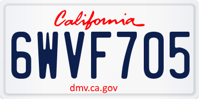 CA license plate 6WVF705