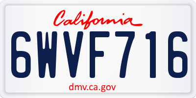 CA license plate 6WVF716