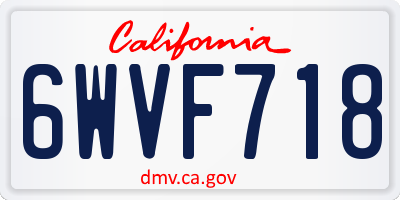 CA license plate 6WVF718