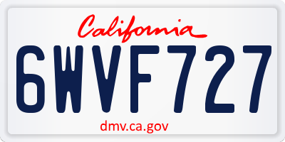 CA license plate 6WVF727