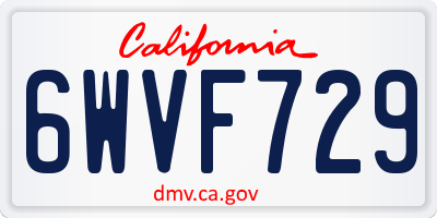 CA license plate 6WVF729