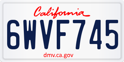 CA license plate 6WVF745