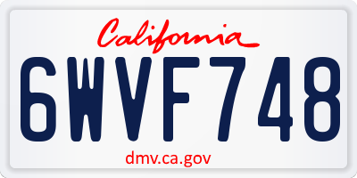 CA license plate 6WVF748