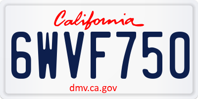 CA license plate 6WVF750