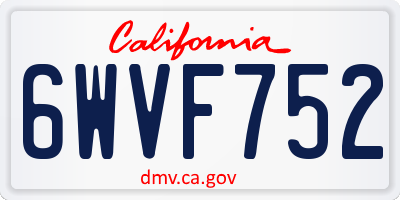 CA license plate 6WVF752