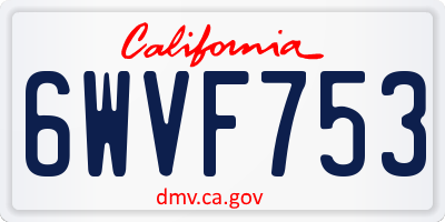 CA license plate 6WVF753