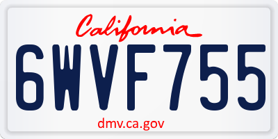 CA license plate 6WVF755