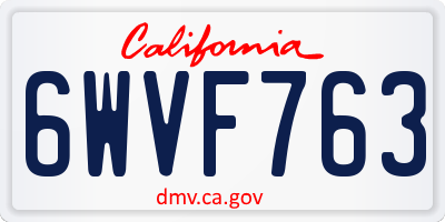 CA license plate 6WVF763