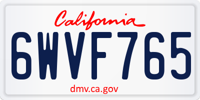 CA license plate 6WVF765