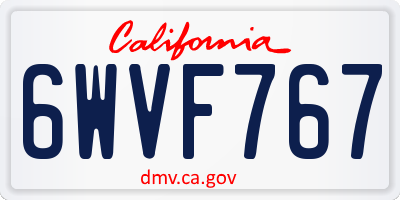 CA license plate 6WVF767