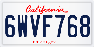 CA license plate 6WVF768