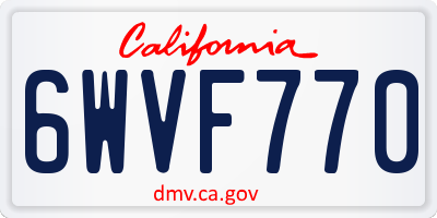 CA license plate 6WVF770