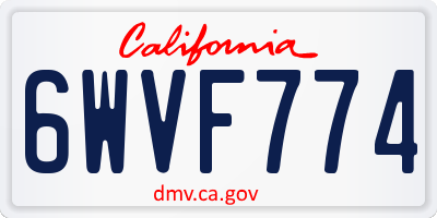 CA license plate 6WVF774