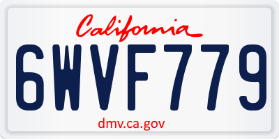 CA license plate 6WVF779