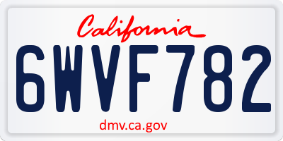 CA license plate 6WVF782