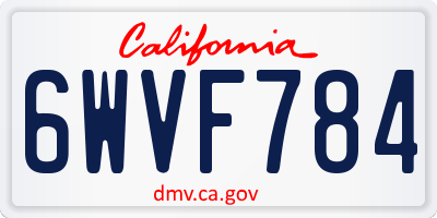 CA license plate 6WVF784