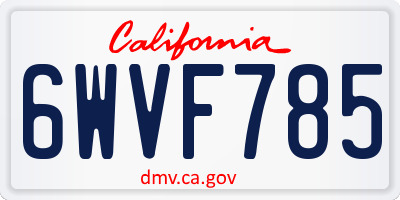 CA license plate 6WVF785