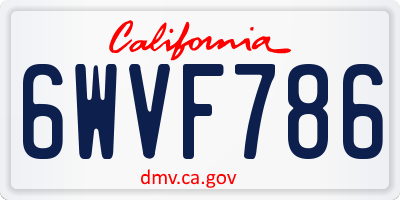 CA license plate 6WVF786