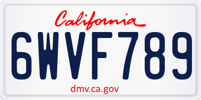 CA license plate 6WVF789