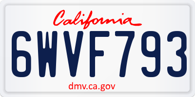 CA license plate 6WVF793