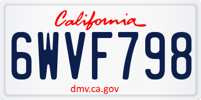 CA license plate 6WVF798