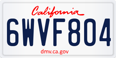 CA license plate 6WVF804