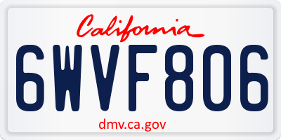 CA license plate 6WVF806