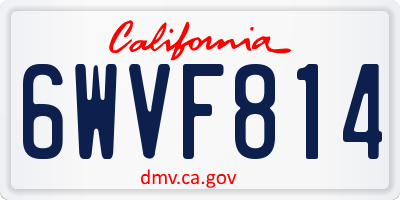 CA license plate 6WVF814