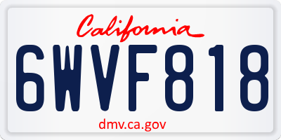 CA license plate 6WVF818