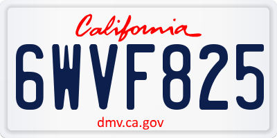 CA license plate 6WVF825