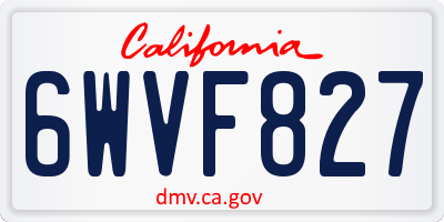 CA license plate 6WVF827