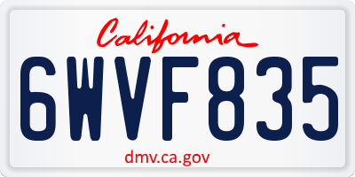 CA license plate 6WVF835