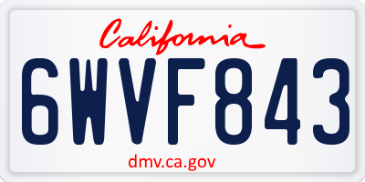 CA license plate 6WVF843