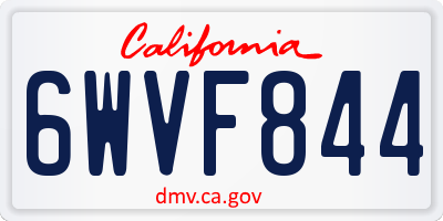 CA license plate 6WVF844