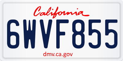 CA license plate 6WVF855